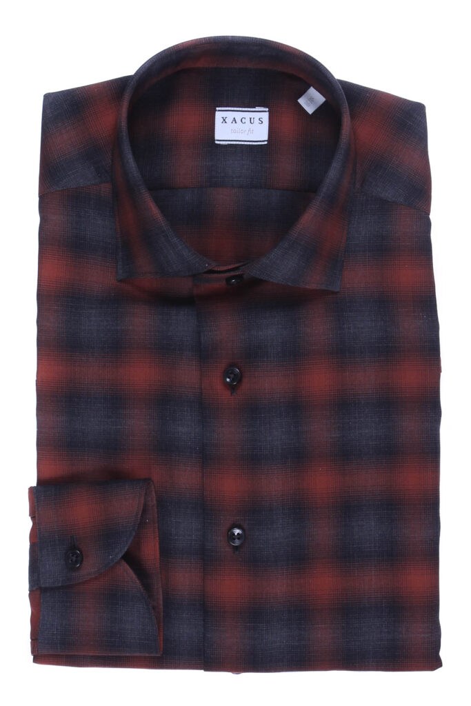 XACUS Camicia a quadri in flanella leggera melange