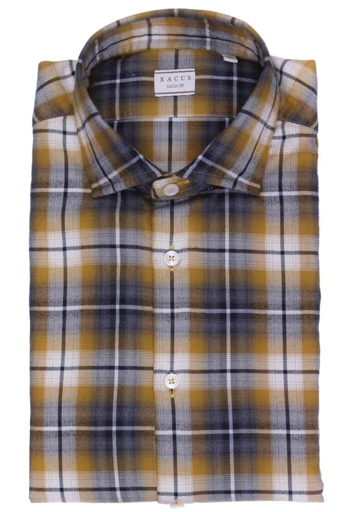 XACUS Camicia washed in flanella di cotone check