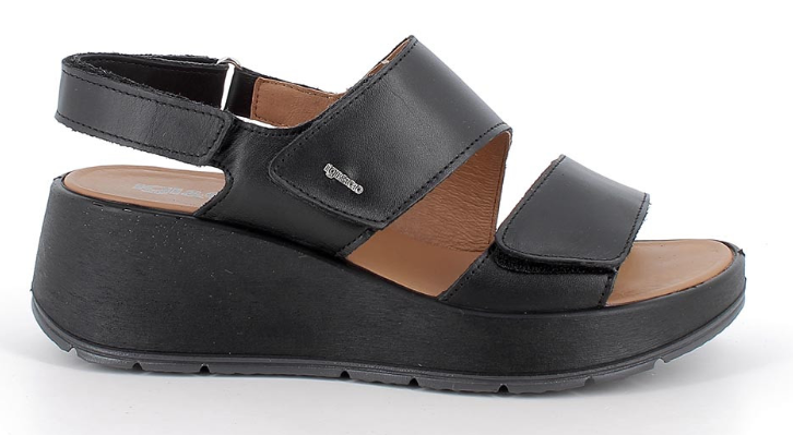 Sandali con zeppa da donna nero con strap