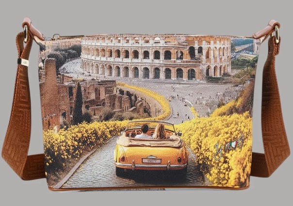 Ynot borsa hobo Yesbag stampa città ecopelle leggera compatta made in Italy