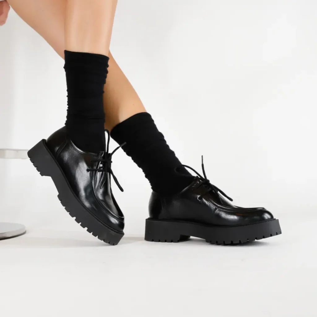 Club Style Paraboot Allacciata Pelle Nero stringata donna