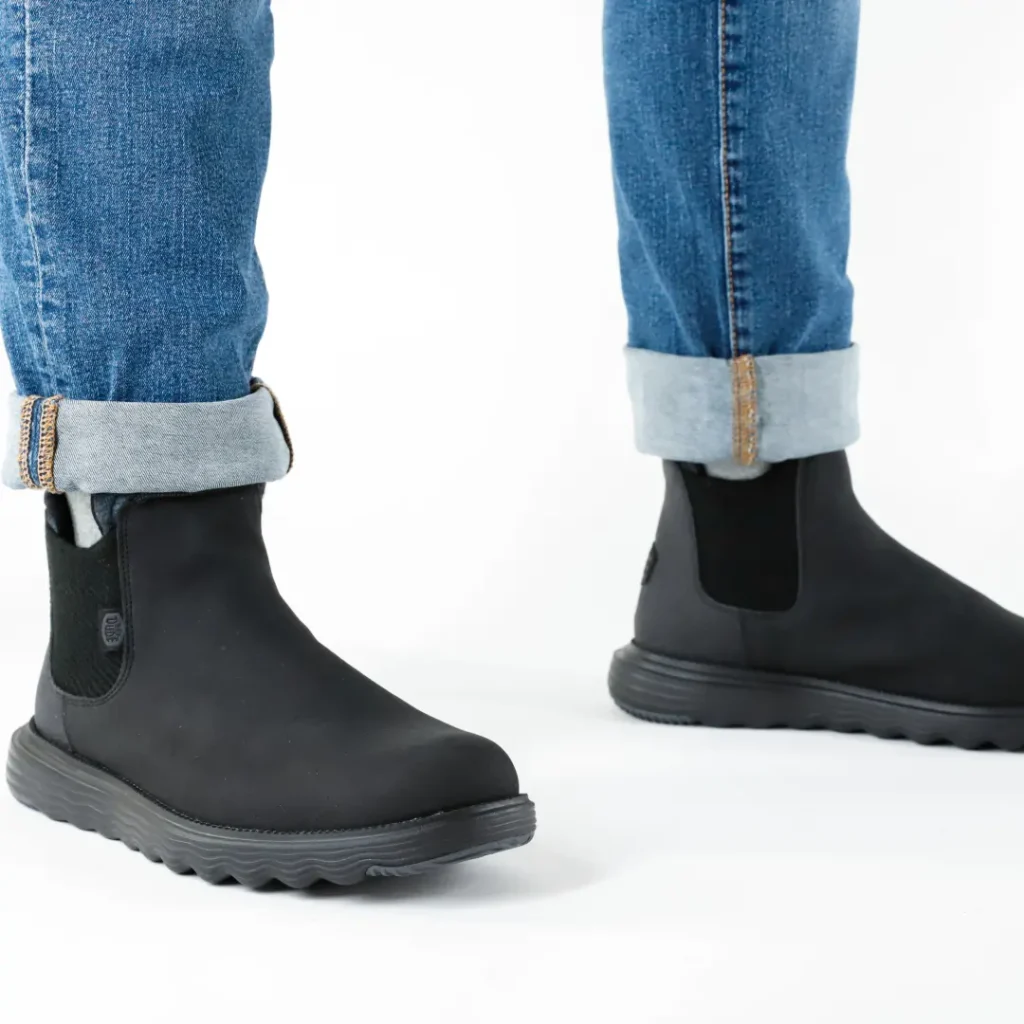 Heydude Branson Classic Pelle Nero chelsea boots uomo 42065 060