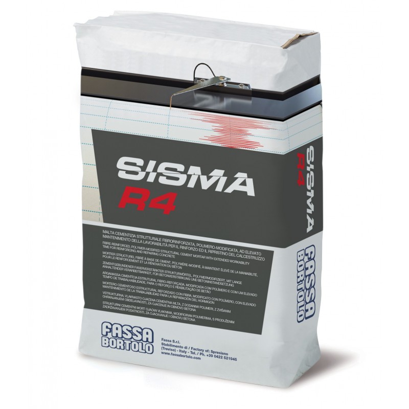 Malta cementizia Fassa Sisma R4 monocomponente polimero modificata e fibrorinforzata (Sacco da 25 kg)