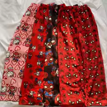 Hello Kitty SpiderMan flannel Pajama Pants Loose Fit Sleepwear Cartoon Print Lounge Wear Home Nightwear Comfortable dormitory
