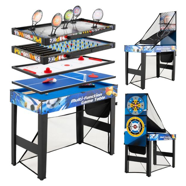 Tavolo da gioco 10 in 1 set tavolo multi giochi con biliardo tiro con i'arco, Tavolo da gioco con borsa porta accessori per casa