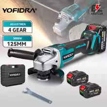 YOFIDRA 125mm Brushless Angle Grinder 4 Gears Cordless Grinding Machine Cutting Woodworking For Makita 18V 21V Battery Pin