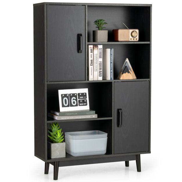 Libreria con 4 livelli e mensole aperte hw67563bk 3