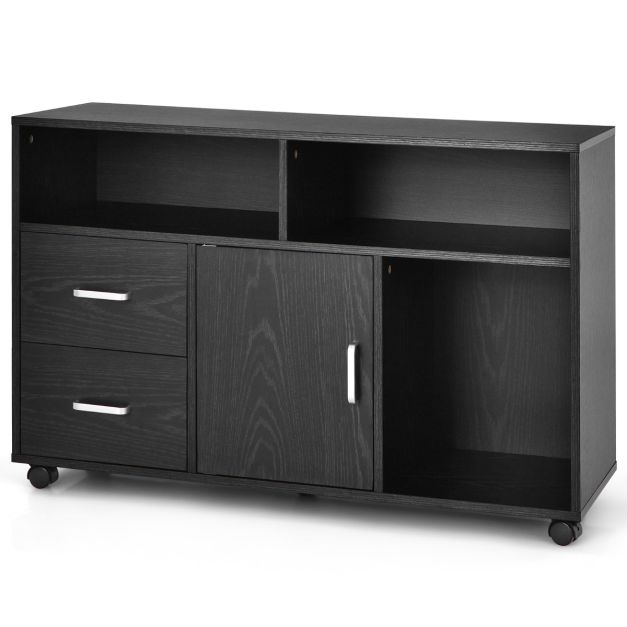 Schedario mobile con ruote girevoli e cassetti hw66459bk 4