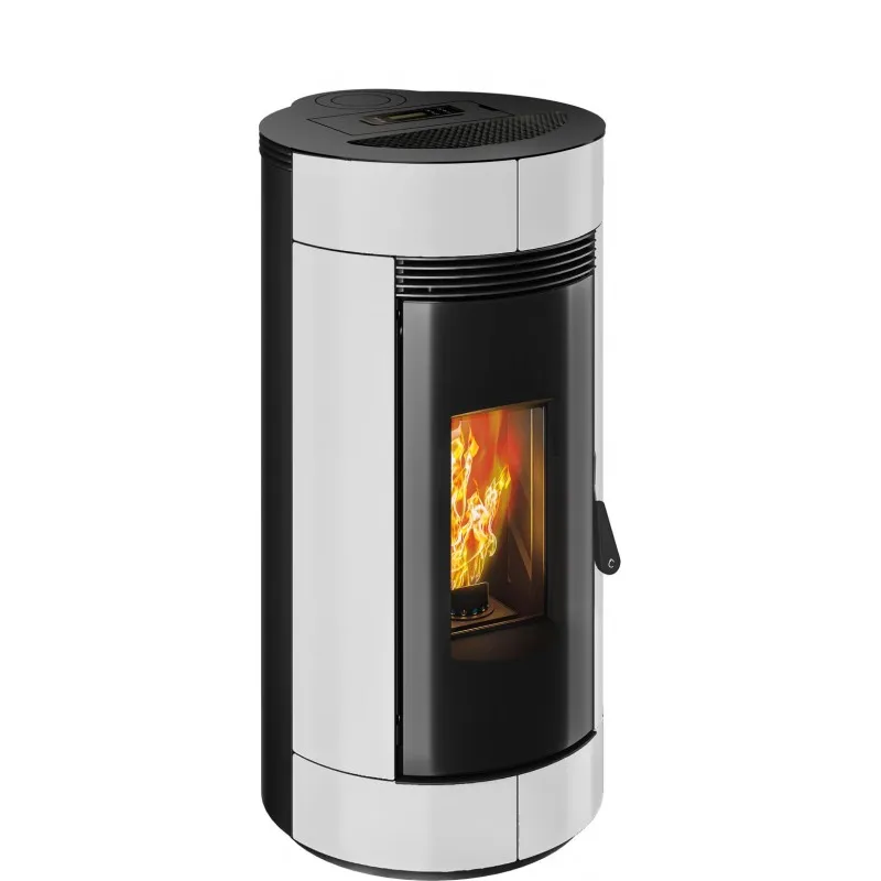 Stufa a pellet ermetica termovana charly 9 back bianco opaco con sarico posteriore 88kw