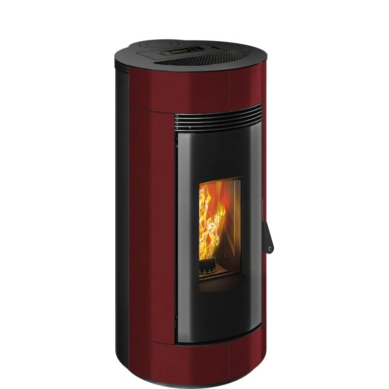 Stufa a pellet ermetica termovana charly 9 back bordeaux vintage con sarico posteriore 88kw (1)