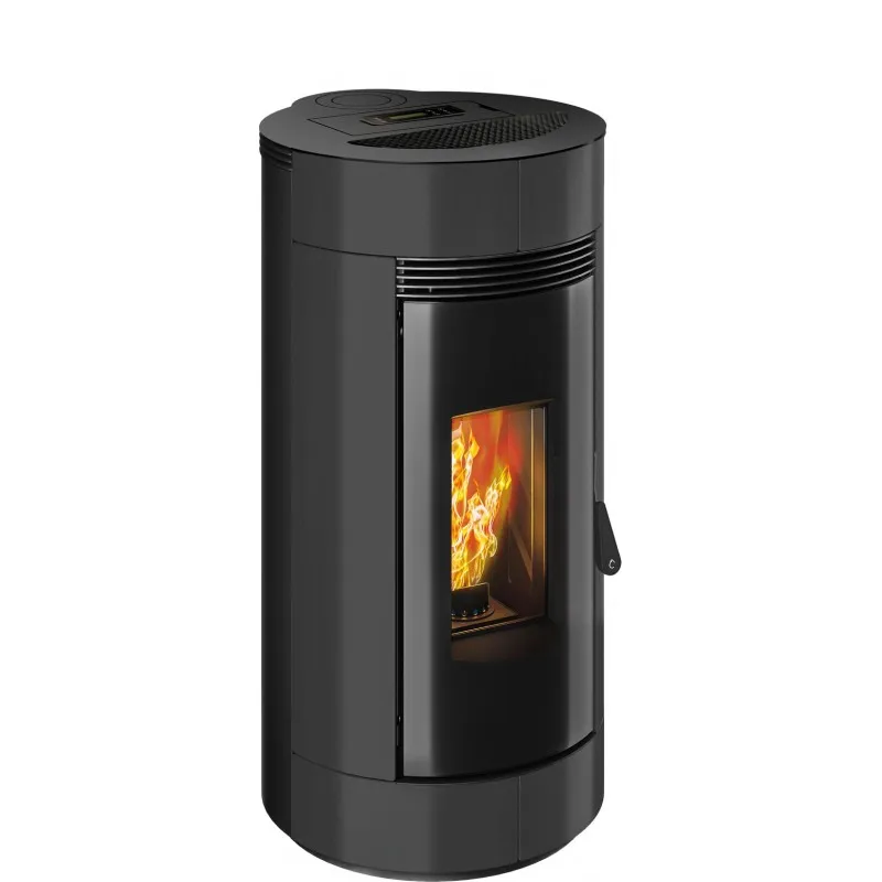 Stufa a pellet ermetica termovana charly 9 back grafite opaco con sarico posteriore 88kw