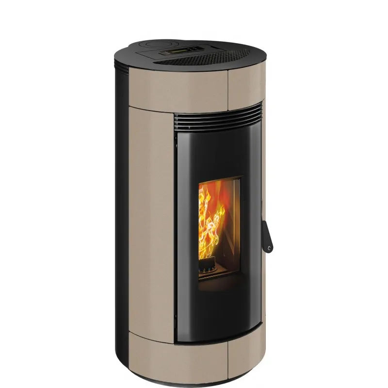Stufa a pellet ermetica termovana charly 9 back tortora vintage con sarico posteriore 88kw