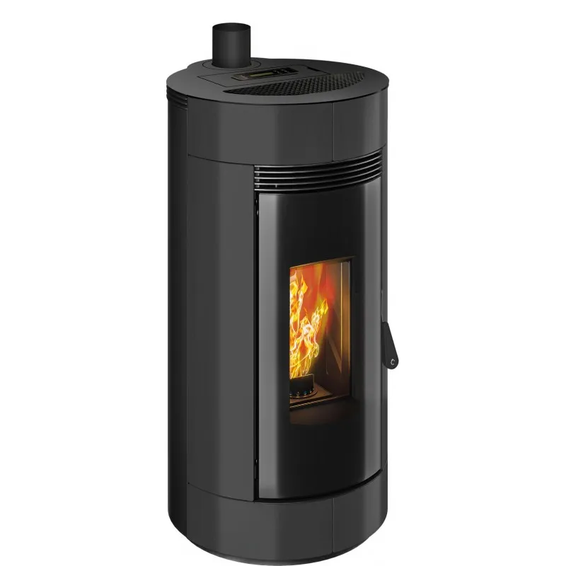 Stufa a pellet ermetica termovana charly 9 up grafite opaco con sarico superiore 88kw
