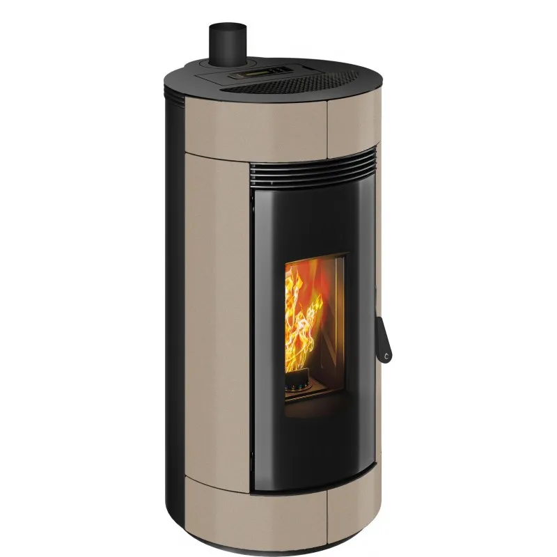 Stufa a pellet ermetica termovana charly 9 up tortora vintage con sarico superiore 88kw