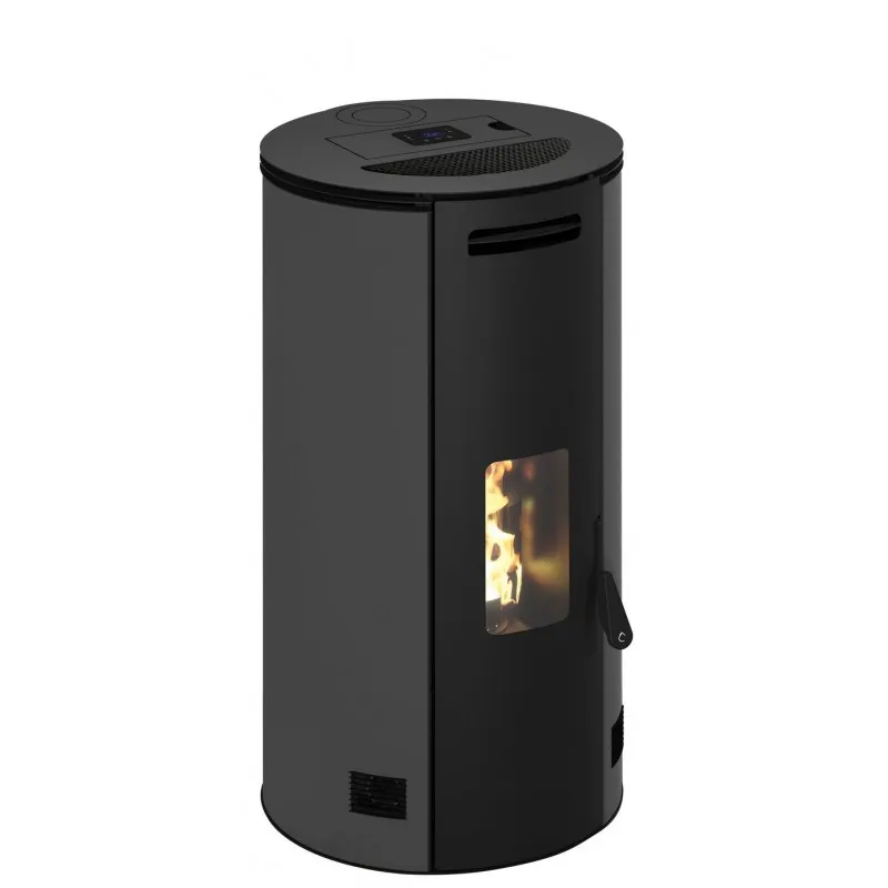 Stufa a pellet ermetica termovana fancy 12 back grafite opaco canalizzabile con scarico posteriore 11kw