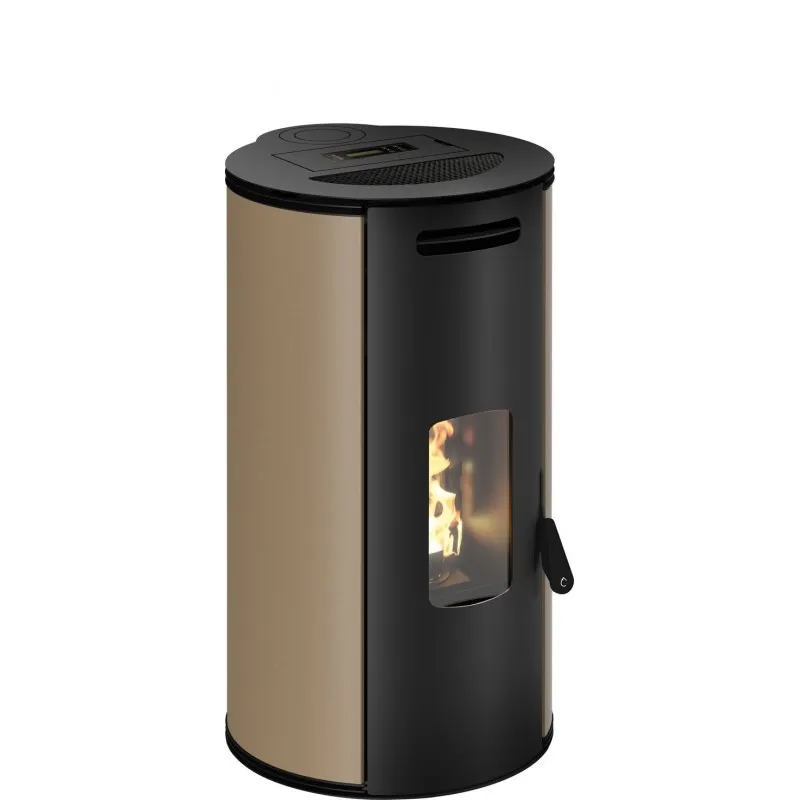 Stufa a pellet ermetica termovana louvre 9 back tortora vintage con scarico posteriore 88kw