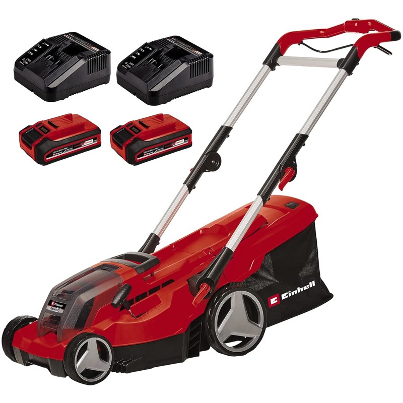 Tagliaerba a batteria einhell rasarro 3636 con 2 batterie 30ah e 2 caricabatterie
