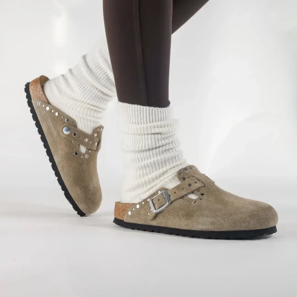 Birkenstock Boston Rivet Border Camoscio Taupe slippers 1030418 00003 (1)
