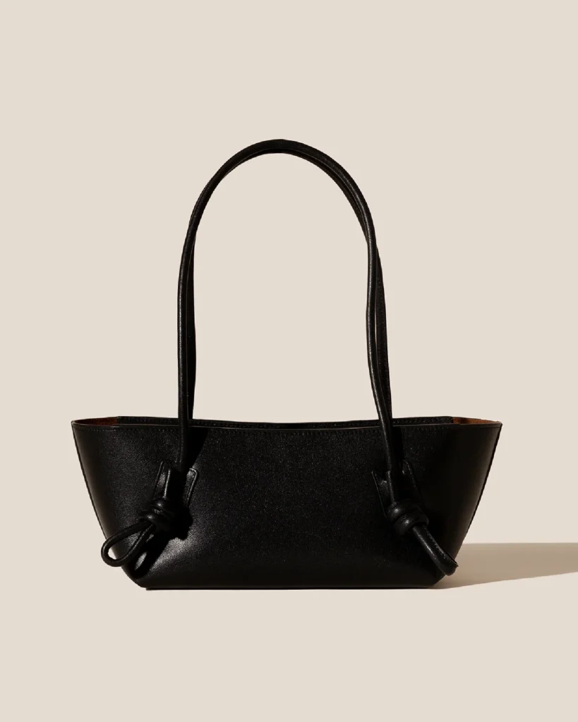 Borsa a tracolla fleca nera con manico annodato