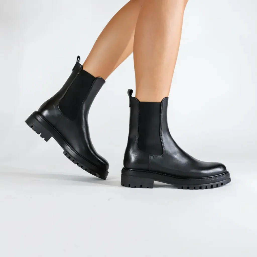Club Style Chelsea Boot Mid Pelle Nero stivaletti donna
