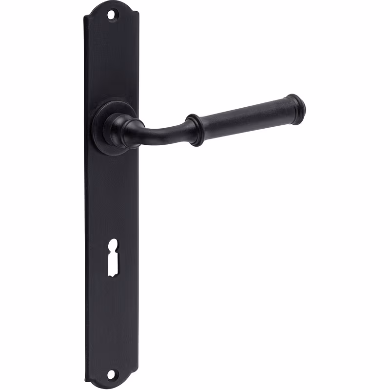 Galbusera set di rosette lunghe TALLINN in ferro battuto nero, BB punta colorata norma DIN (interasse 72 mm)