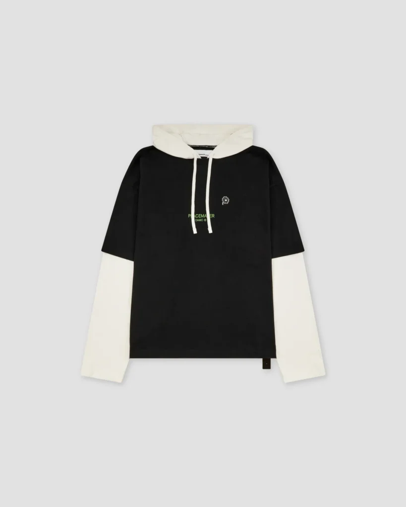 Long sleeve con cappuccio nera bicolor