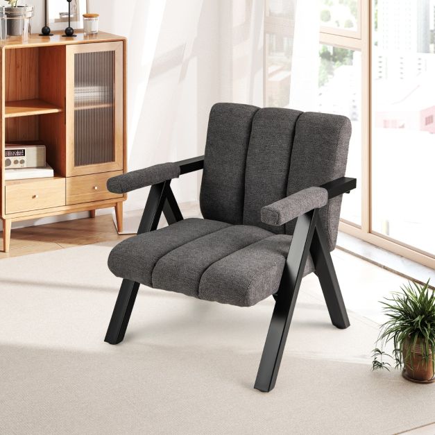 Poltrona imbottita moderna di metà secolo per soggiorno camera da letto, Poltrona comoda per lettura con struttura 2 Colori