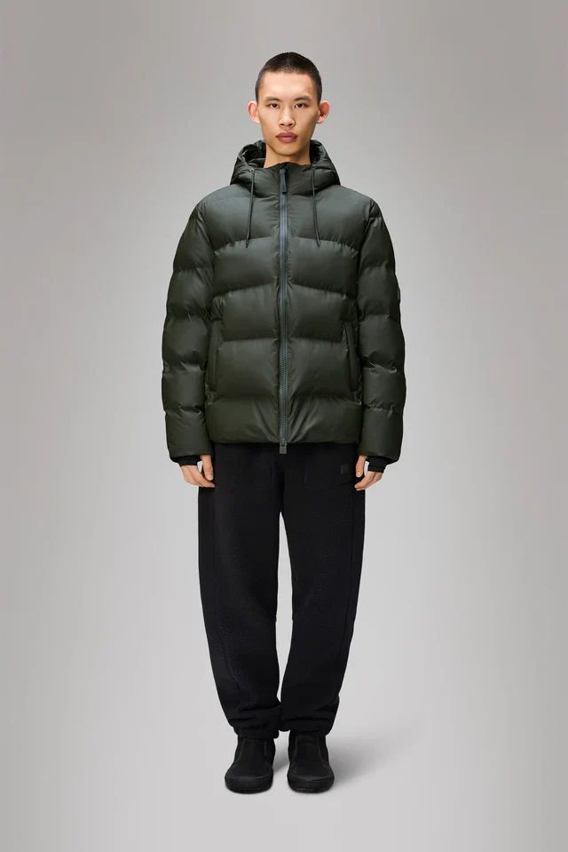Puffer alta verde militare impermeabile