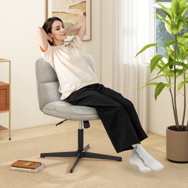 Sedia da ufficio a gambe incrociate con altezza regolabile rotazione a 360°, Sedia da ufficio senza braccioli da lavoro per studio 4 Colori