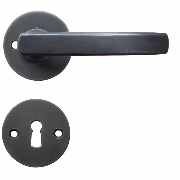 Set di maniglie a leva Häfele modello FRANKFURT Ö NORM nero antico, BB punta colorata