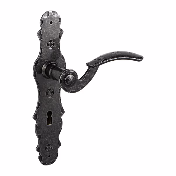 Set di maniglie a leva Lienbacher BERN in ferro battuto DIN 72 e 92, BB 72 mm