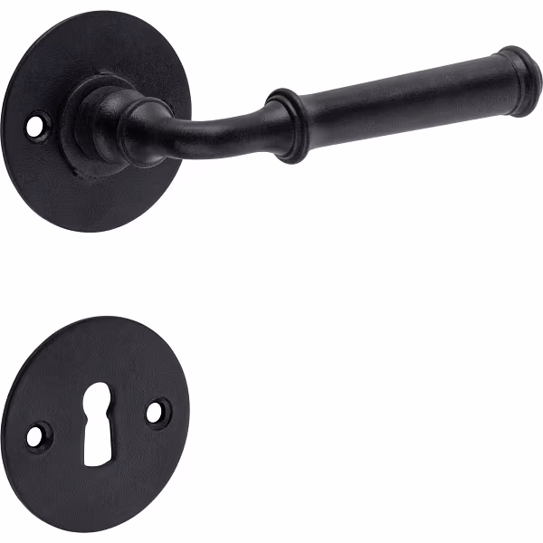 Set maniglia a leva Galbusera TALLINN in ferro battuto nero, BB punta colorata