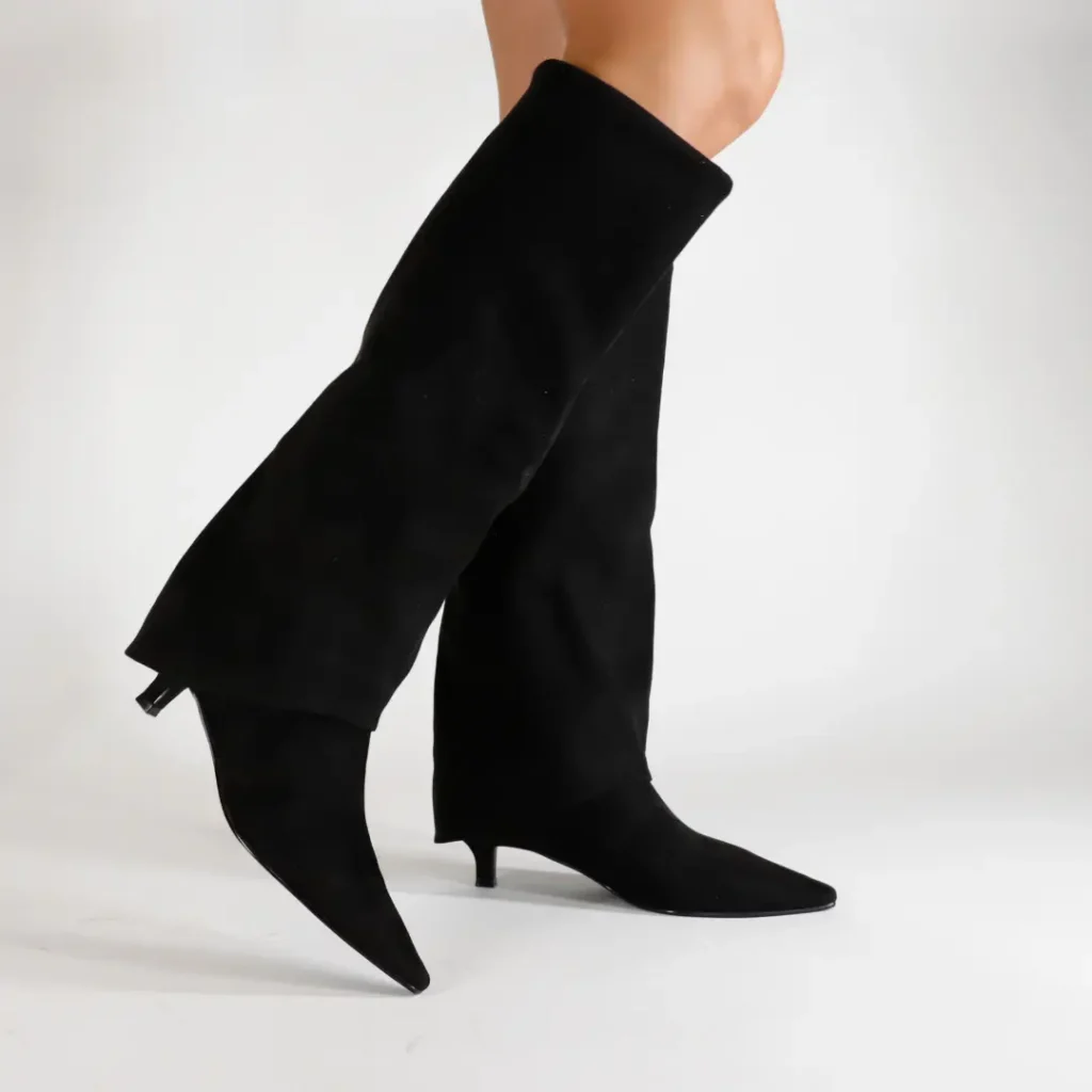 Steve Madden Rhapsodies Camoscio Nero stivale tacco elegante