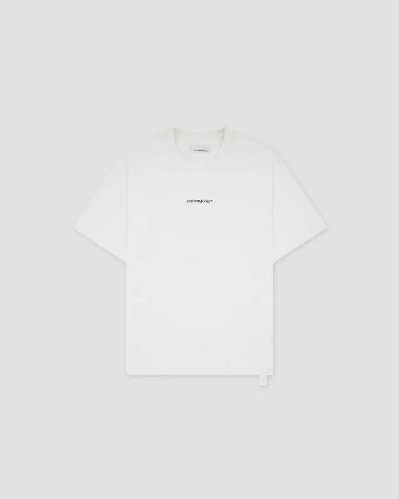 T shirt bianca con logo e stampa pigeon sul retro