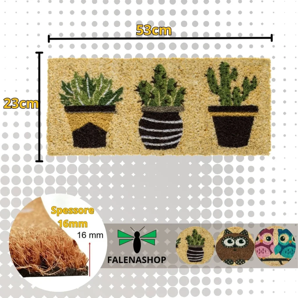Zerbino Ingresso casa Divertente Simpatico cm 23X53 Tappeto Antiscivolo in Cocco