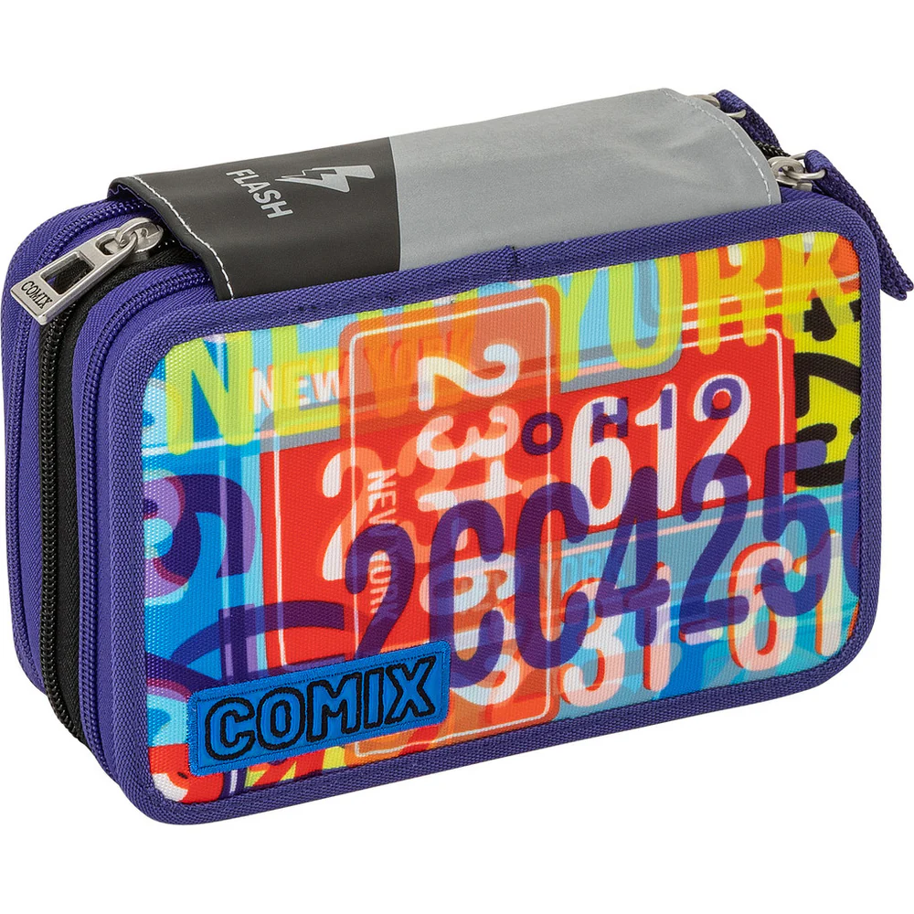 Astuccio 3 Zip COMIX Flash viola