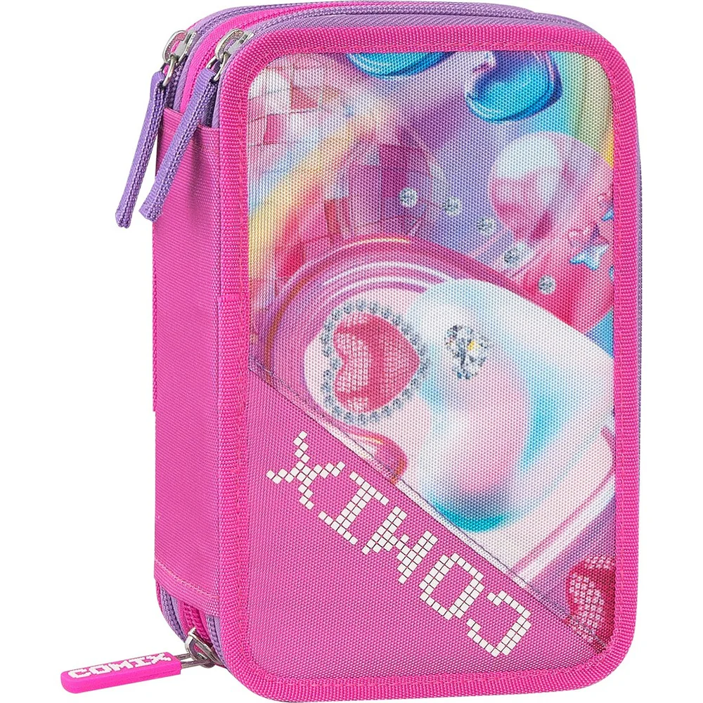 Astuccio 3 zip COMIX Bright rosa