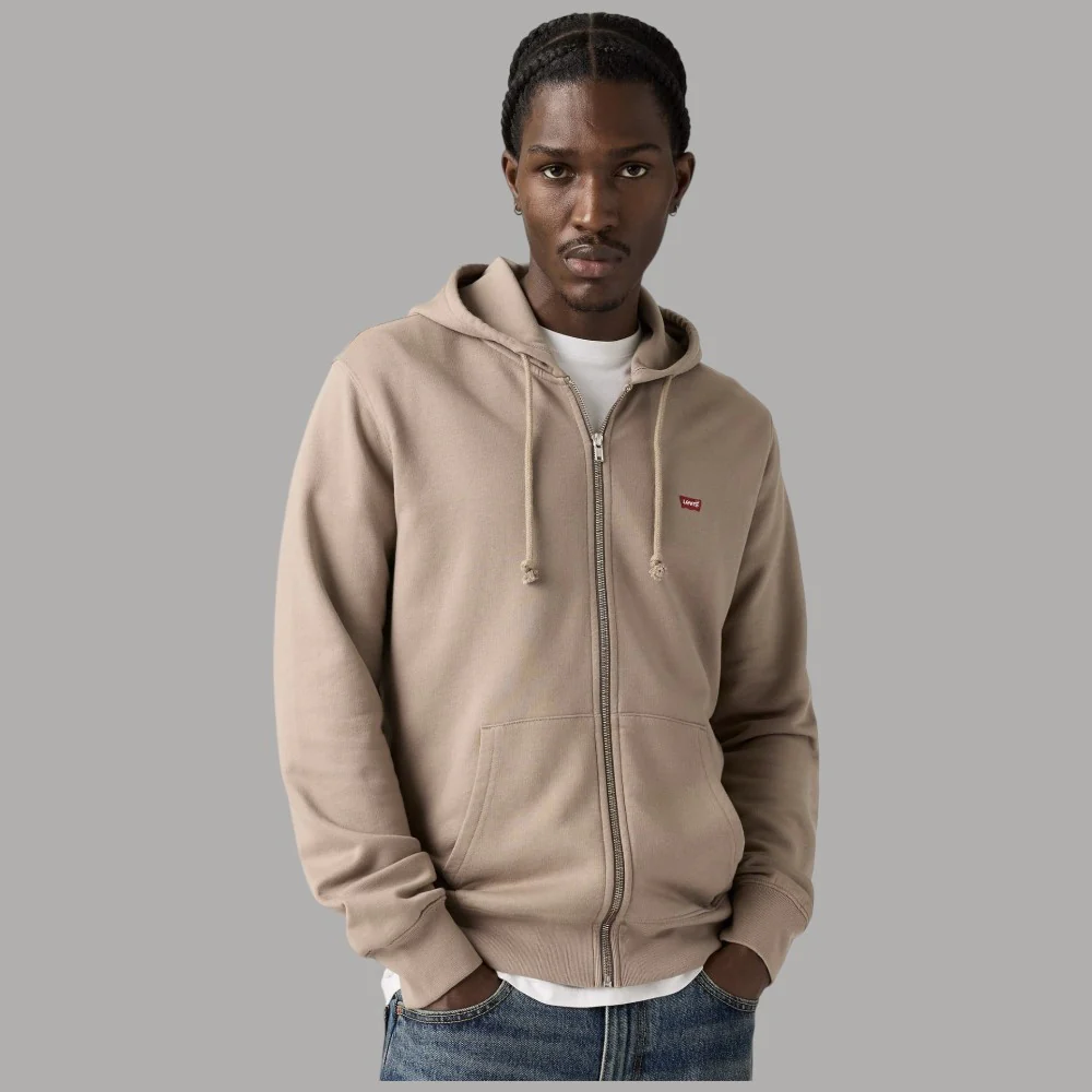 Felpa Levi's con Zip e Cappuccio Interno Garzato 100% Cotone