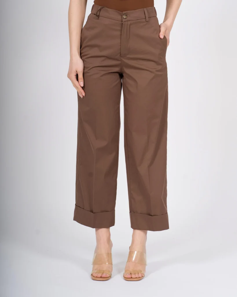 Pantalone marrone Bonheur in popeline
