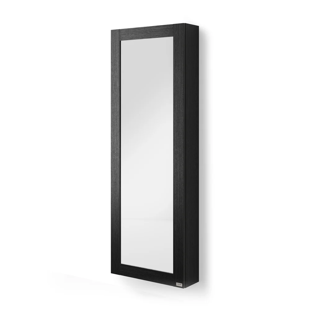 Scarpiera con specchio sospesa Rachele 170x60 cm, Nero Frassino