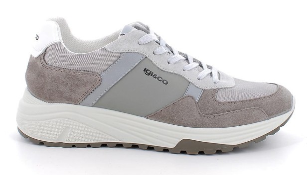 Sneakers da uomo grigio e beige con lacci1