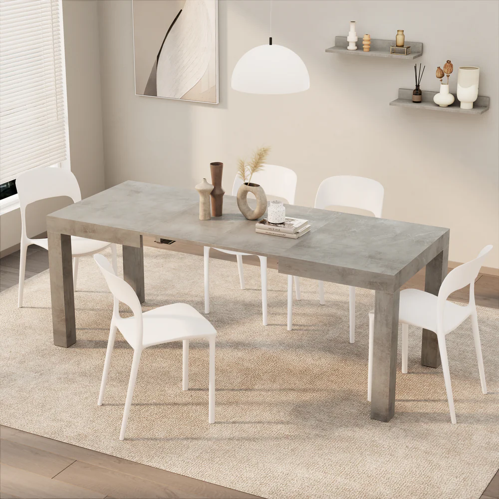 Tavolo Allungabile First, 120(200)x80 cm, Grigio Cemento