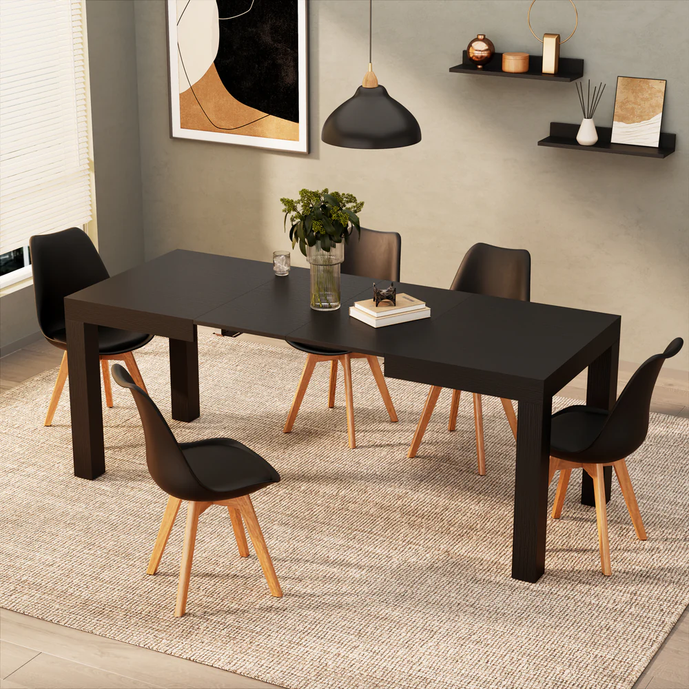 Tavolo Allungabile First, 120(200)x80 cm, Nero Frassino