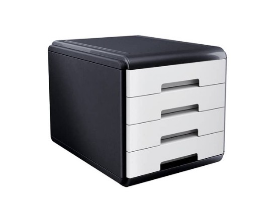 Cassettiera 4 cassetti Arda Mydesk materiale infrangibile bianco nero