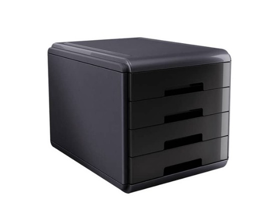 Cassettiera 4 cassetti Arda Mydesk materiale infrangibile nero