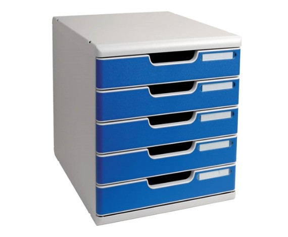 Cassettiera Modulo A4 Multiform grigio chiaro blu 5 cassetti
