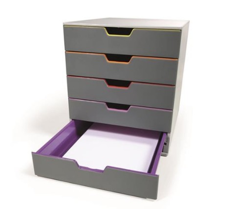 Cassettiera da scrivania Varicolor® Durable grigio e multicolore 5 cassetti 5 cm