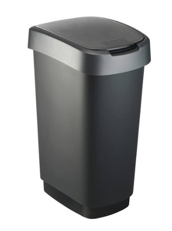 Cestino basculante Rotho 40,1x29,8x60,2 cm grigio nero 50 l