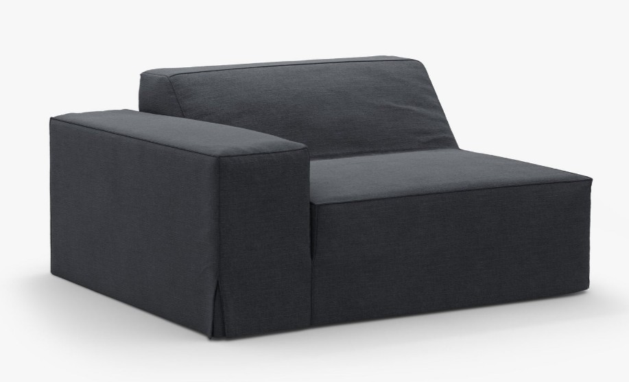 Modulo terminale Jodie con bracciolo e copertura in tessuto Lins – L102 cm