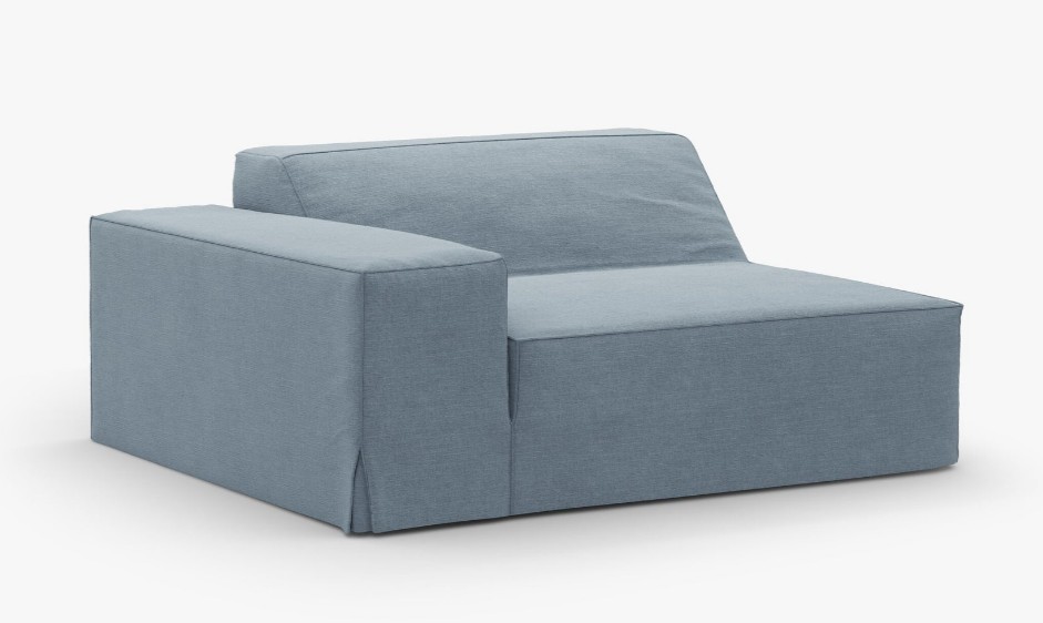 Modulo terminale Jodie con bracciolo e copertura in tessuto Lins – L122 cm